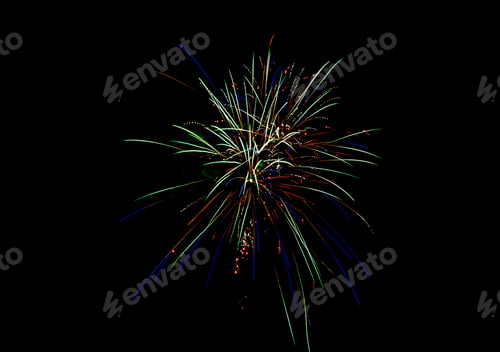 Preview: Long exposure shot of vibrant fireworks in the night sky for the 4th of July