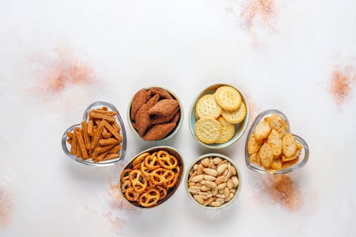 Preview: Assortment of unhealthy snacks.