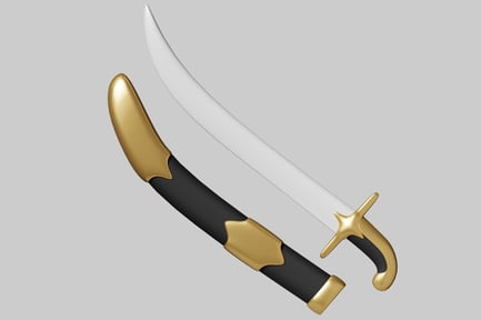 Preview: Gold-hilted sword with curved blade