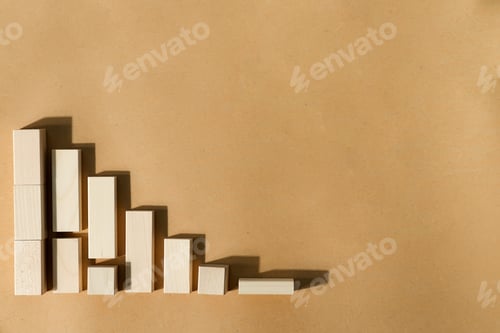 Preview: Geometric wooden figures as a financial chart