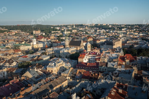 Preview: Aerial view of Lviv with Bernardine Church and Monastery - Lviv, Ukraine