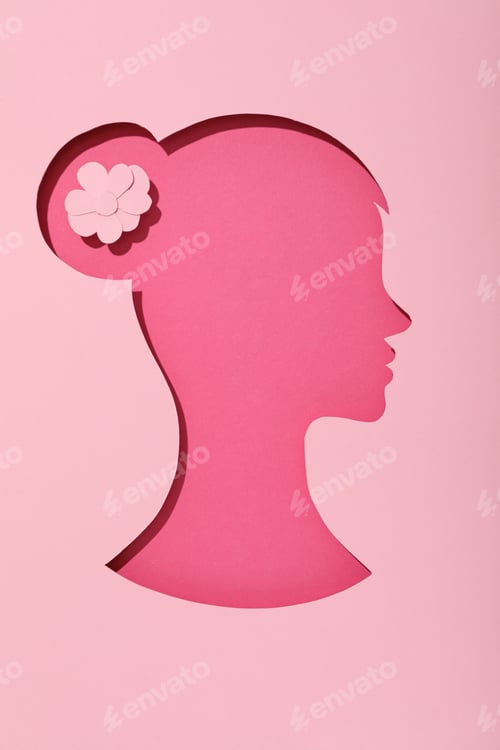 Preview: Paper female head on a light background