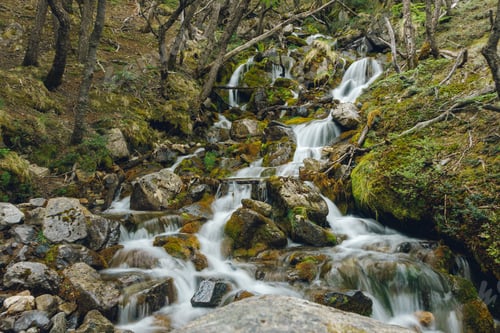 Preview: slow shutter speed of a small waterfall in argentine patagonia