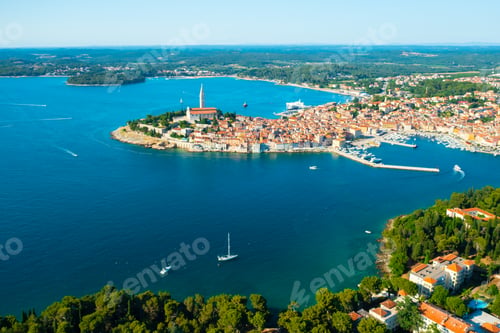 Preview: Tower of St. Euphemia church surrounded by houses of Rovinj