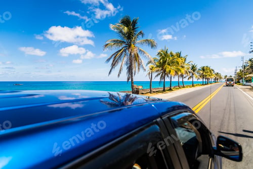 Preview: View from above a car in Caribbean San-Andres island.