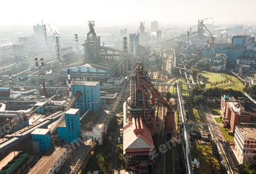 Preview: Aerial view of the Wuhan Iron and Steel Plant in the early morning hours.