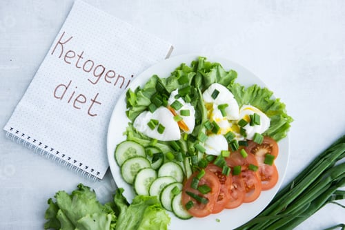 Preview: Breakfast on a keto diet. Poached egg with vegetables. Cooking at home. Homemade food. Diet food.