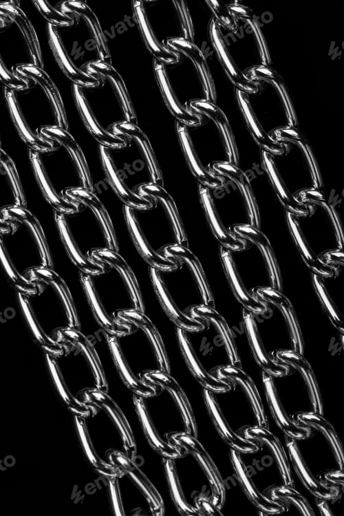 Preview: Chain Heap - Abstract Metal Background. Collection Silver Jewelry Chains On An Isolated Black