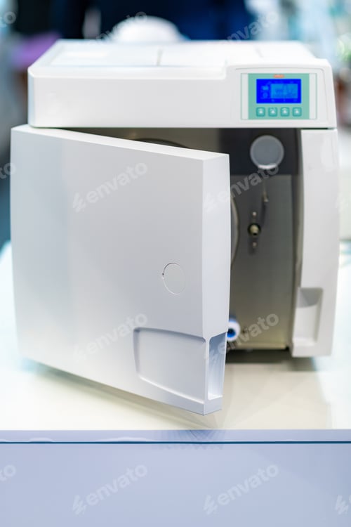 Preview: Sterilization desk with autoclave in a dental clinic.