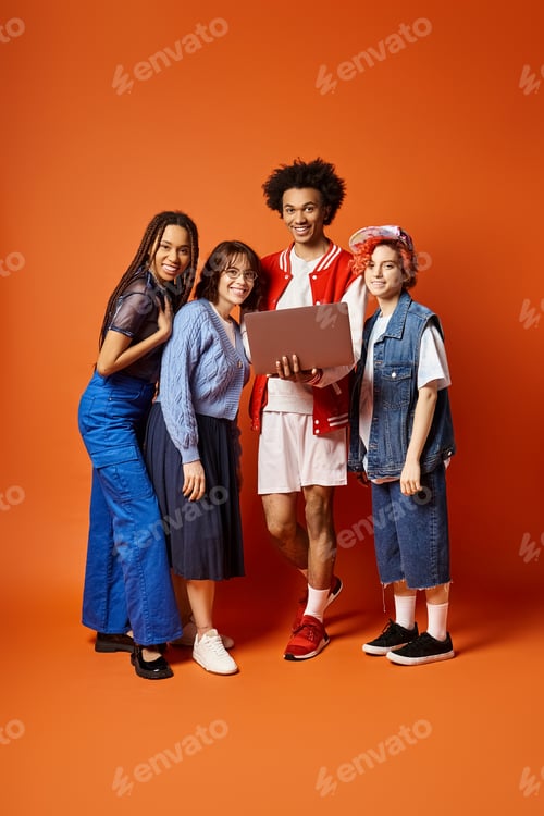 Preview: United diversity: multicultural friends standing in style