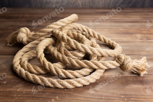 Preview: ship rope at wooden board background