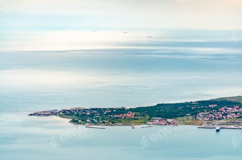 Preview: Aerial view of Gelendzhik peninsula with serene coastal waters