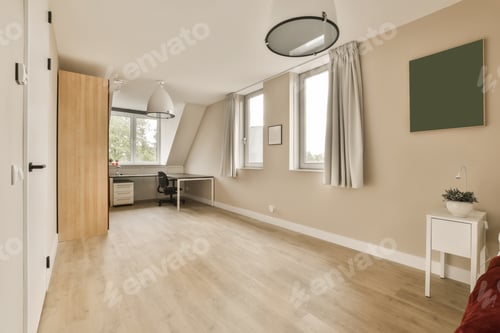 Preview: a living room with a wooden floor and a window