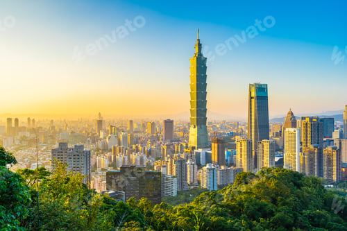 Preview: Beautiful landscape and cityscape of taipei 101 building and arc