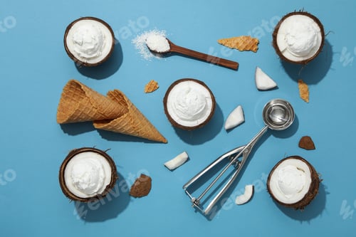 Preview: Summer dessert - ice cream, ice cream with coconut