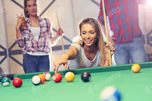 Preview: Group of friends playing billards