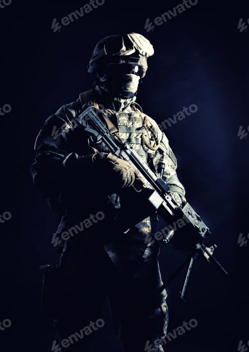 Preview: United States Marines machine gunner night shot