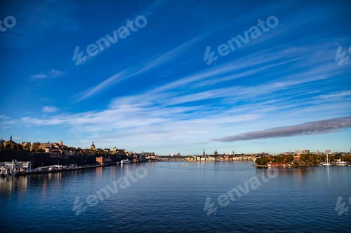 Preview: Aerial landscape of seacoast embankment city of Stockholm in Baltic Sea