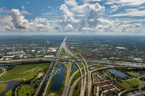 Preview: Miami freeway interchange with elevated road lanes