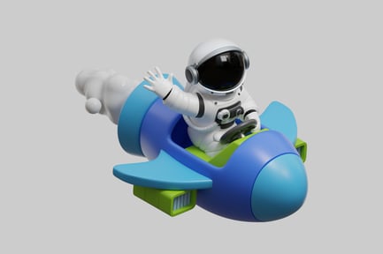 Preview: Cartoon astronaut in toy plane