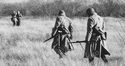 Preview: Re-enactors Dressed As German Infantry Soldiers In World War II