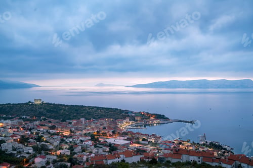 Preview: Aerial Timelapse of Senj Coast in Croatia with Mountains and Aegean Sea