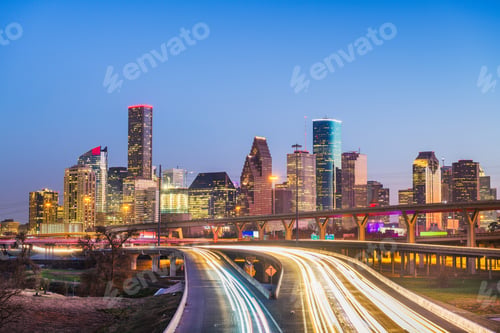 Preview: Houston, Texas, USA downtown city skyline and highway