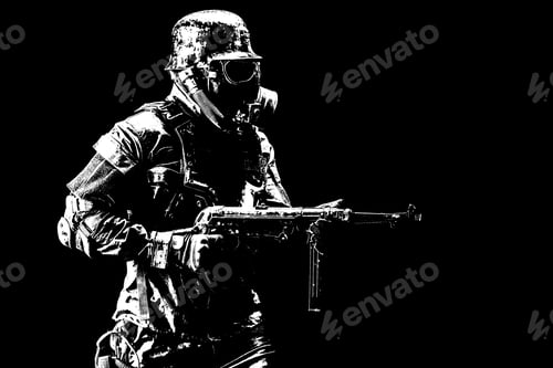 Preview: Futuristic nazi soldier studio shot