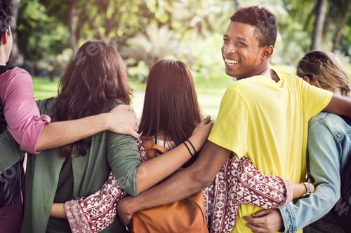 Preview: Diverse Group Young People Bonding Outdoors Concept