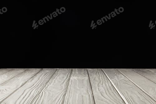 Preview: white grungy wooden table on black