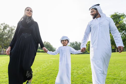 Preview: Happy arabian family in a park