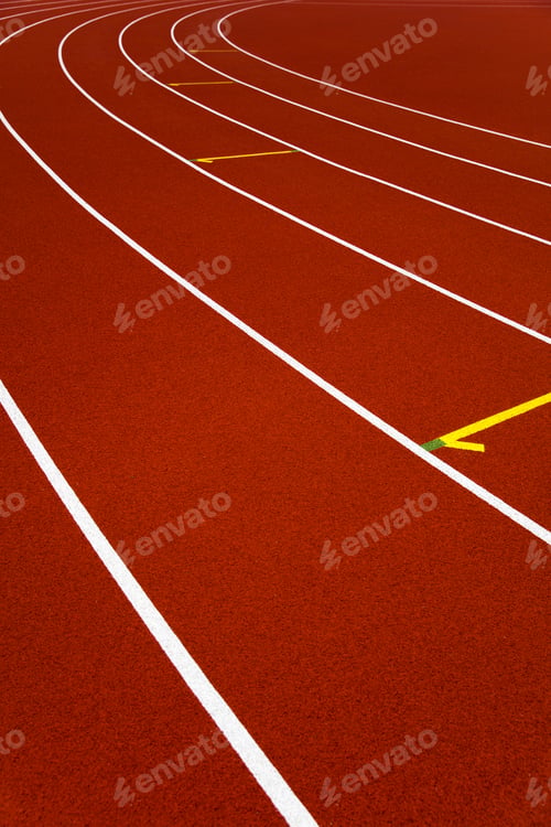 Preview: Red stadium running tracks closeup