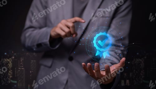 Preview: A 3D rendering of a verification sign as top service Quality assurance, and Standards Guarantee