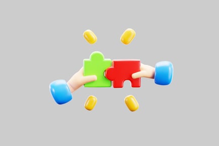 Preview: Connecting colorful puzzle pieces icon