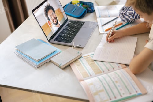 Preview: Boy Attends Online Class at Home with Teacher