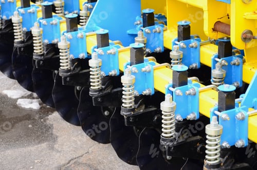 Preview: Spring system of agricultural seeder close up