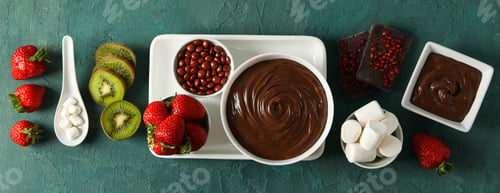 Preview: Concept of tasty sweet food - chocolate fondue