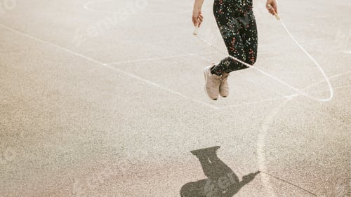 Preview: Sport desktop wallpaper, girl jumping rope at basketball court, summer hobby