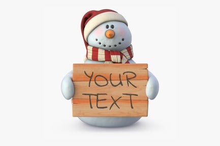 Preview: Festive Snowman with Customizable Sign