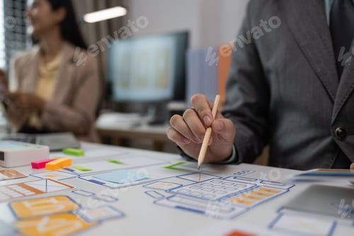 Preview: drawing website ux ui app for mobile phone application and development template layout, UI developme