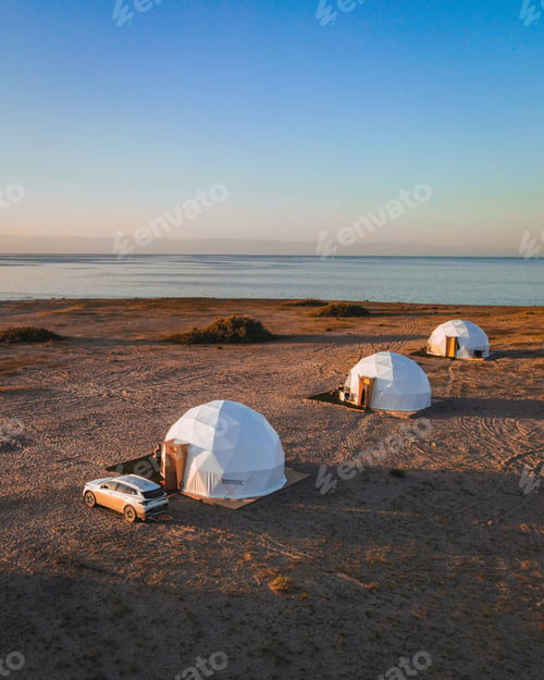 Preview: Geodesic Domes on Issyk Kul Lakeshore