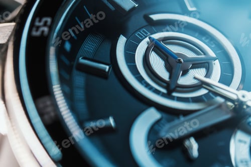 Preview: Mechanism, clockwork of a watch with jewels, close-up. Vintage luxury background. Time, work concept