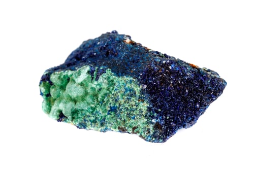 Preview: Macro mineral stone Malachite and Azurite against white background