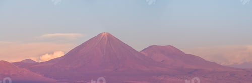 Preview: Sunset at Licancabur Volcano (5,920m) and Juriques Volcano (5,704m), stratovolcanos in the Atacama D