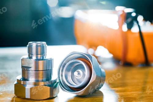 Preview: High frequency connectors component on workshop table