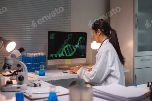 Preview: Scientist analyzing dna structure in laboratory