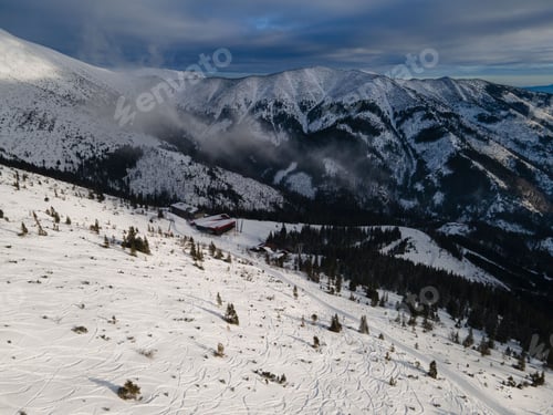 Preview: aerial view of jasna ski resort slop and free ride zone