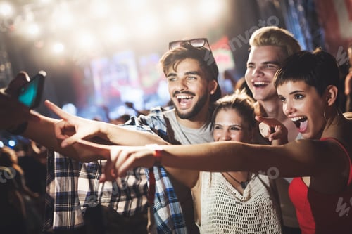 Preview: Happy friends having fun at music festival