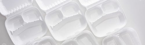 Preview: panoramic shot of empty eco packages on white background