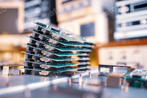 Preview: Close-up green computer microcircuits